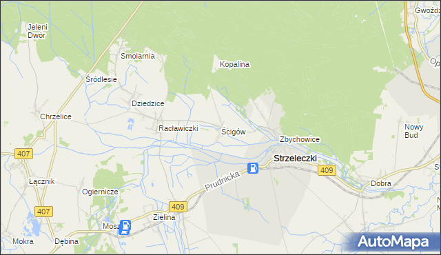 mapa Ścigów, Ścigów na mapie Targeo