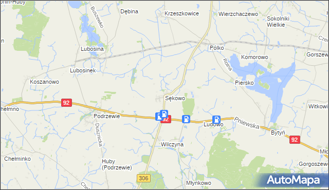 mapa Sękowo gmina Duszniki, Sękowo gmina Duszniki na mapie Targeo