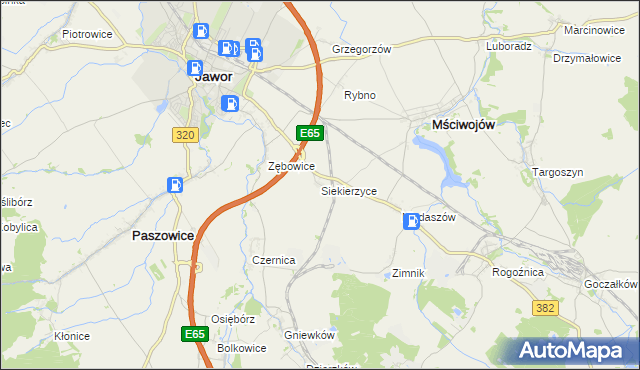 mapa Siekierzyce, Siekierzyce na mapie Targeo