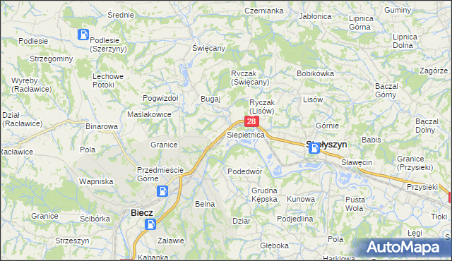 mapa Siepietnica, Siepietnica na mapie Targeo