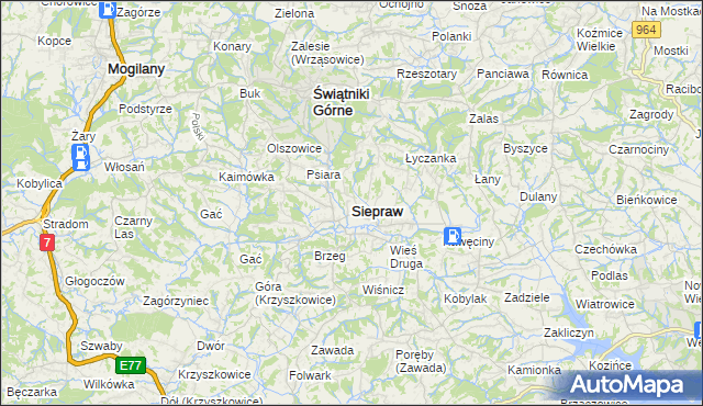 mapa Siepraw, Siepraw na mapie Targeo