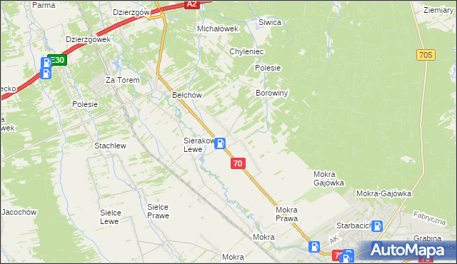 mapa Sierakowice Prawe, Sierakowice Prawe na mapie Targeo