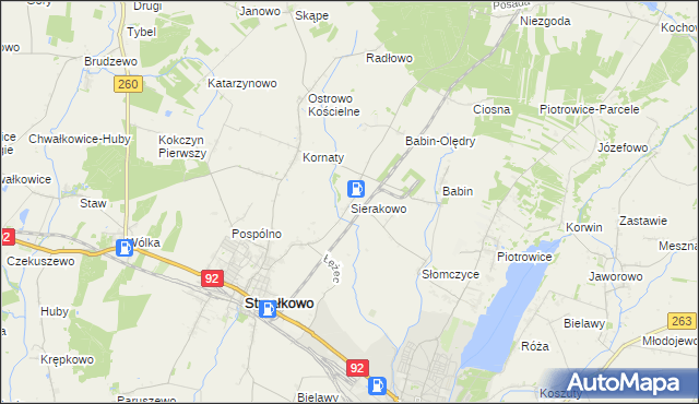mapa Sierakowo gmina Strzałkowo, Sierakowo gmina Strzałkowo na mapie Targeo