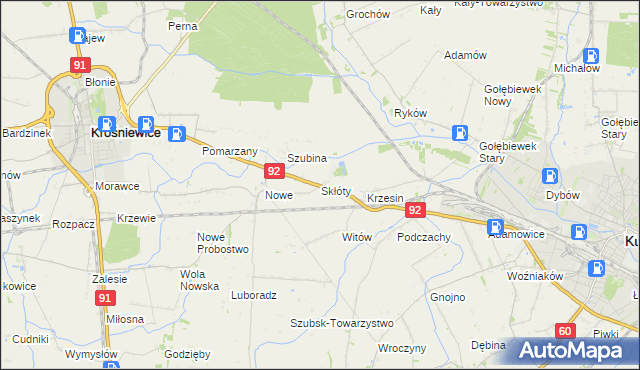 mapa Skłóty, Skłóty na mapie Targeo