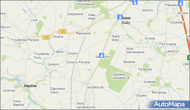 mapa Skowronki gmina Belsk Duży, Skowronki gmina Belsk Duży na mapie Targeo