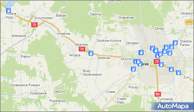 mapa Słodków gmina Turek, Słodków gmina Turek na mapie Targeo
