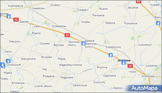mapa Słomków Suchy, Słomków Suchy na mapie Targeo