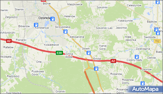 mapa Słowik gmina Zgierz, Słowik gmina Zgierz na mapie Targeo