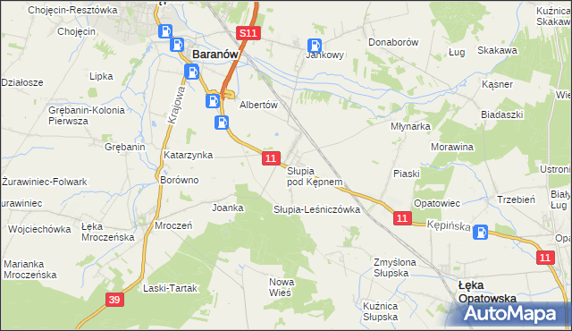 mapa Słupia pod Kępnem, Słupia pod Kępnem na mapie Targeo