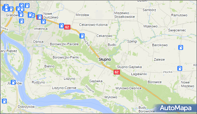 mapa Słupno powiat płocki, Słupno powiat płocki na mapie Targeo