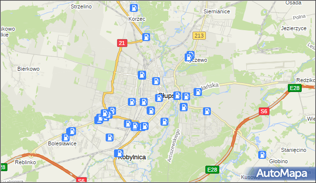 mapa Słupska, Słupsk na mapie Targeo