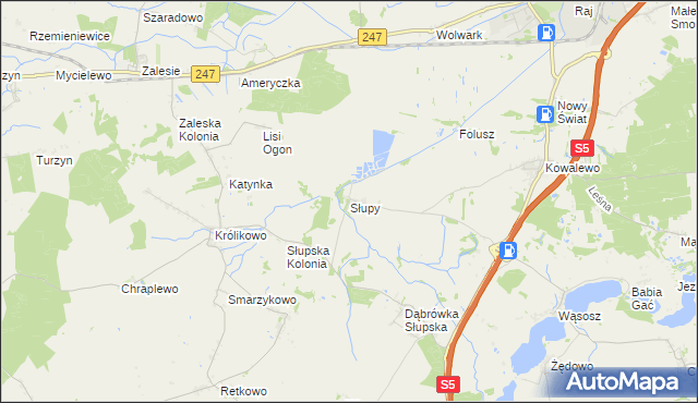 mapa Słupy gmina Szubin, Słupy gmina Szubin na mapie Targeo
