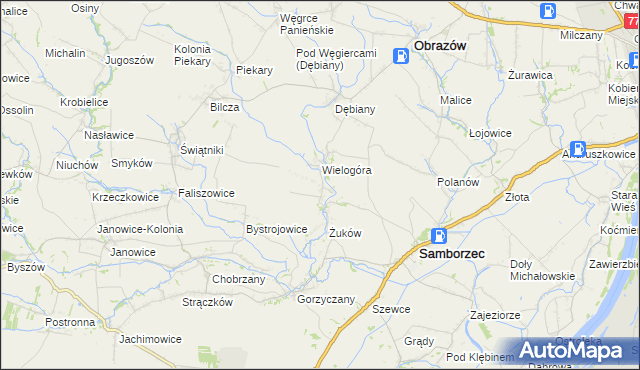 mapa Śmiechowice gmina Samborzec, Śmiechowice gmina Samborzec na mapie Targeo