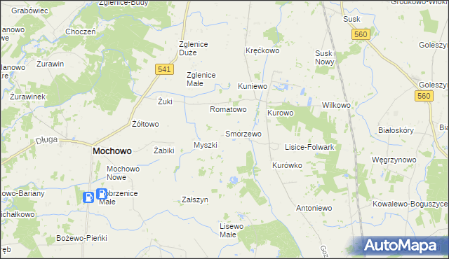 mapa Smorzewo, Smorzewo na mapie Targeo