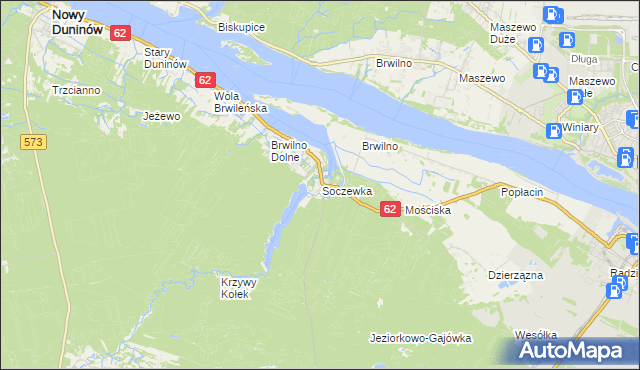 mapa Soczewka gmina Nowy Duninów, Soczewka gmina Nowy Duninów na mapie Targeo