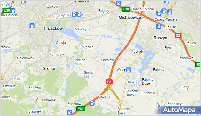 mapa Sokołów gmina Michałowice, Sokołów gmina Michałowice na mapie Targeo