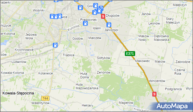 mapa Sołtyków gmina Skaryszew, Sołtyków gmina Skaryszew na mapie Targeo