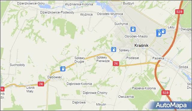 mapa Spławy Pierwsze, Spławy Pierwsze na mapie Targeo