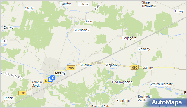 mapa Stara Wieś gmina Mordy, Stara Wieś gmina Mordy na mapie Targeo