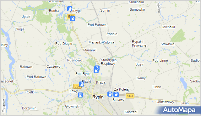 mapa Starorypin Rządowy, Starorypin Rządowy na mapie Targeo
