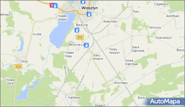 mapa Stary Widzim, Stary Widzim na mapie Targeo