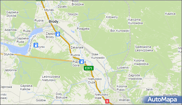 mapa Staw Kunowski, Staw Kunowski na mapie Targeo