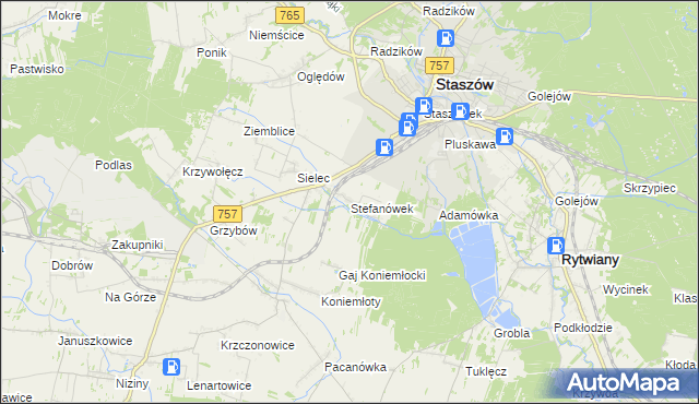 mapa Stefanówek, Stefanówek na mapie Targeo