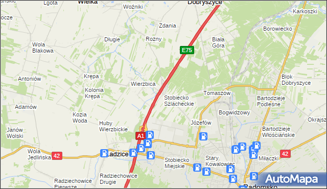 mapa Stobiecko Szlacheckie, Stobiecko Szlacheckie na mapie Targeo