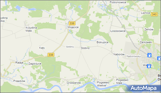 mapa Stobno gmina Wołów, Stobno gmina Wołów na mapie Targeo