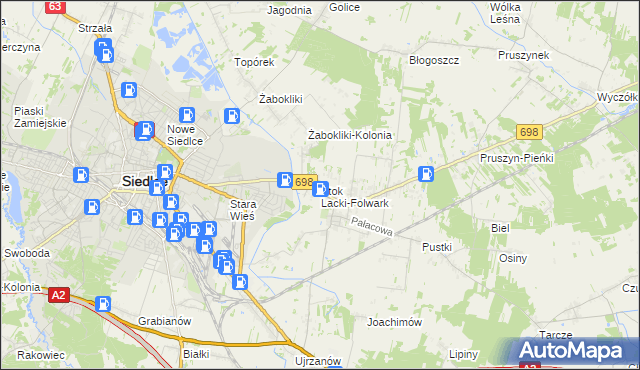 mapa Stok Lacki-Folwark, Stok Lacki-Folwark na mapie Targeo