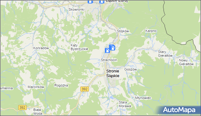 mapa Strachocin gmina Stronie Śląskie, Strachocin gmina Stronie Śląskie na mapie Targeo
