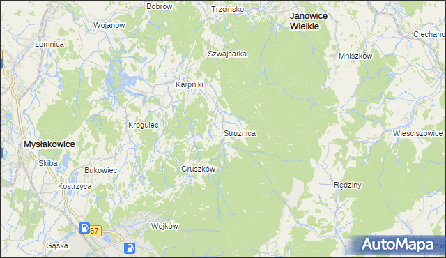 mapa Strużnica, Strużnica na mapie Targeo