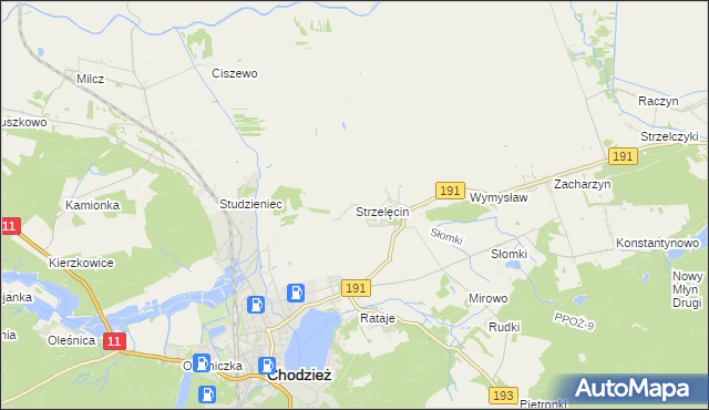 mapa Strzelęcin, Strzelęcin na mapie Targeo