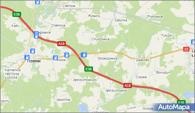 mapa Strzeszowice, Strzeszowice na mapie Targeo