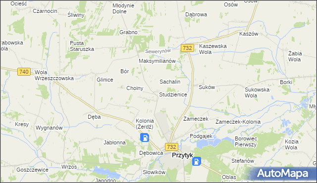 mapa Studzienice gmina Przytyk, Studzienice gmina Przytyk na mapie Targeo