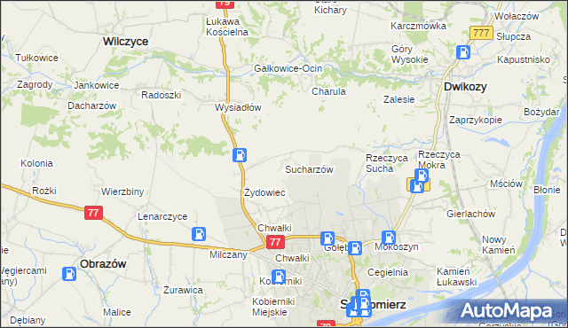 mapa Sucharzów, Sucharzów na mapie Targeo