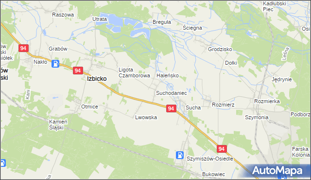 mapa Suchodaniec, Suchodaniec na mapie Targeo