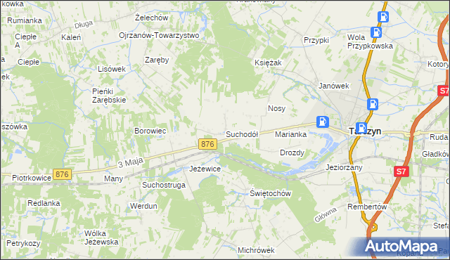 mapa Suchodół gmina Tarczyn, Suchodół gmina Tarczyn na mapie Targeo