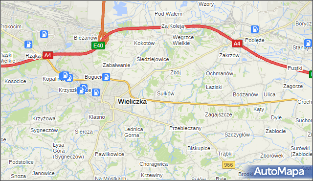 mapa Sułków gmina Wieliczka, Sułków gmina Wieliczka na mapie Targeo