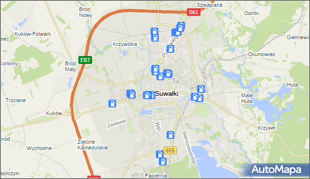 mapa Suwałk, Suwałki na mapie Targeo