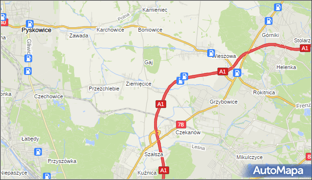 mapa Świętoszowice, Świętoszowice na mapie Targeo