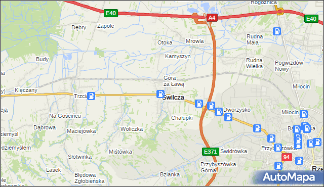 mapa Świlcza, Świlcza na mapie Targeo