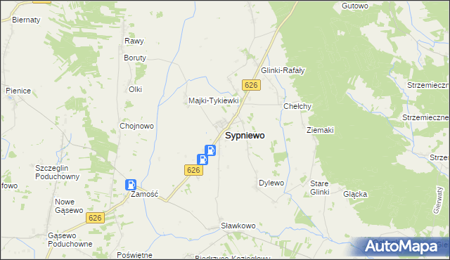 mapa Sypniewo powiat makowski, Sypniewo powiat makowski na mapie Targeo