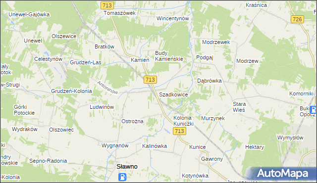 mapa Szadkowice gmina Sławno, Szadkowice gmina Sławno na mapie Targeo