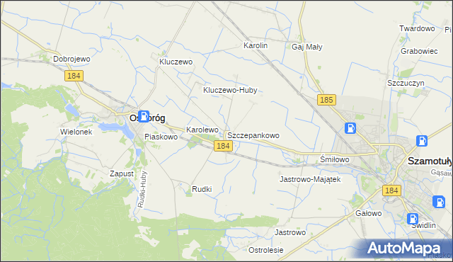 mapa Szczepankowo gmina Ostroróg, Szczepankowo gmina Ostroróg na mapie Targeo