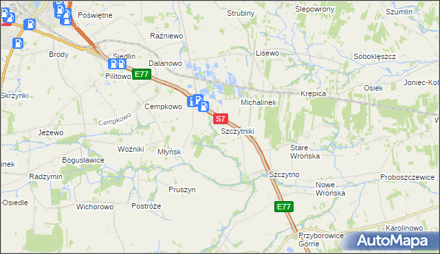 mapa Szczytniki gmina Załuski, Szczytniki gmina Załuski na mapie Targeo