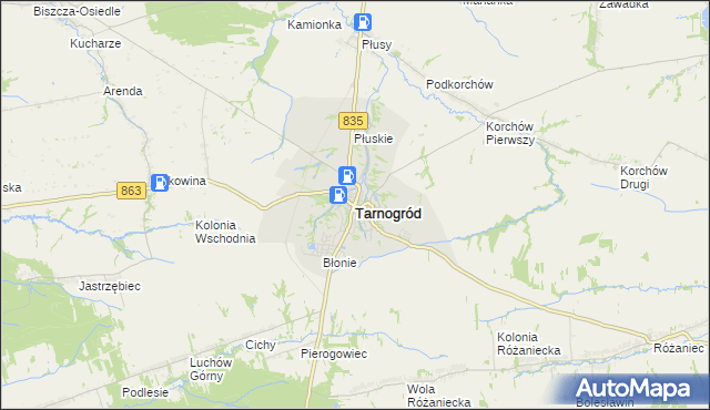 mapa Tarnogród, Tarnogród na mapie Targeo