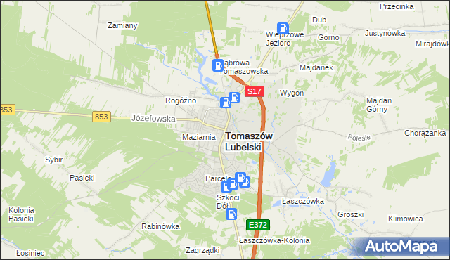 mapa Tomaszów Lubelski, Tomaszów Lubelski na mapie Targeo