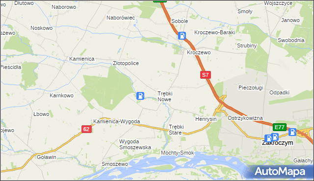 mapa Trębki Nowe, Trębki Nowe na mapie Targeo