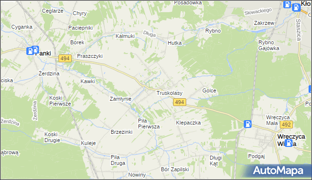 mapa Truskolasy gmina Wręczyca Wielka, Truskolasy gmina Wręczyca Wielka na mapie Targeo